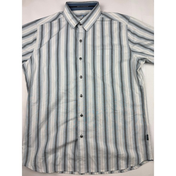 Kuhl Other - KUHL Button Down Shirt Medium Blue White Striped Short Sleeve Outdoor Casual